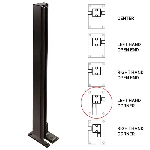 24" Corner Heavy Duty Partition Post - Dark Black/Bronze Anodized - Left