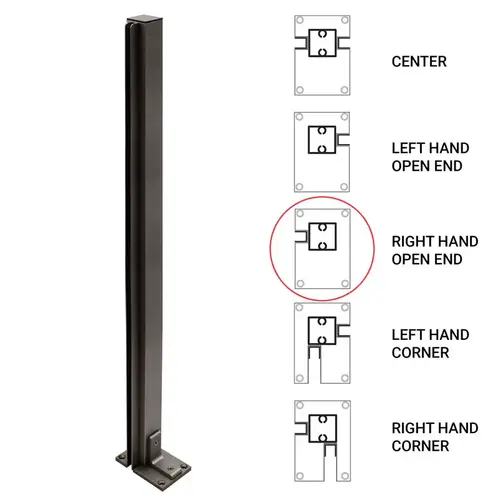 36" End Heavy Duty Partition Post - Right - Dark Black/Bronze Anodized