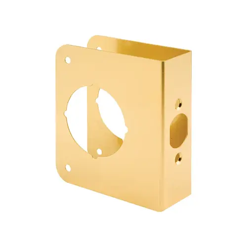 1-3/8" x 4-1/2" Thick Stamped Steel - Brass Finish Lock And Door Reinforcer - 2-1/8" Single Bore - 2-3/8" Backset (Single Pack)