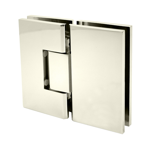 Valore HD Square Glass To Glass 180 Degree Hinge - Polished Nickel