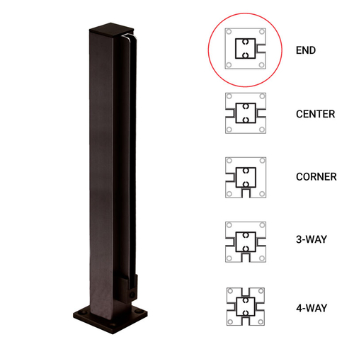 12" End 1" Air Space Partition Post - Dark Black/Bronze Anodized