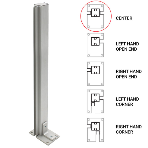 24" Center Heavy Duty Partition Post - Satin Anodized