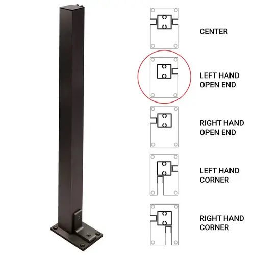 24" End Heavy Duty Partition Post - Left - Dark Black/Bronze Anodized