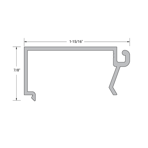 Aluminum 1.75 x 4.5 100 Series Center Glaze Snap On Glass Stop - 24'-1" Length - Clear Anodized