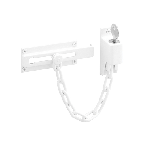 Steel - White - Keyed Chain Door Guard (Single Pack)