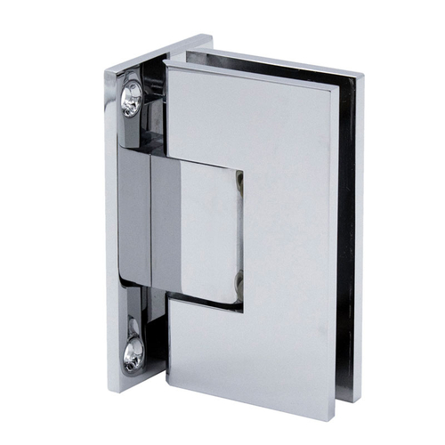 Venice Adjustable Square Wall Mount Hinge Full Back Plate - Polished Chrome