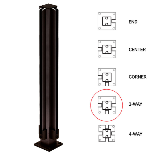 18" 3-Way 1" Air Space Partition Post - Dark Black/Bronze Anodized