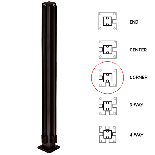 24" Corner 1" Air Space Partition Post - Dark Black/Bronze Anodized