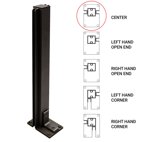 18" Center Heavy Duty Partition Post - Dark Black/Bronze Anodized