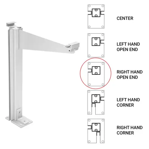 FHC 0D995BAREC Custom 995 Partition Post Right End with Top Shelf Bracket for 1/4" and 3/16" Glass - Brite Anodized