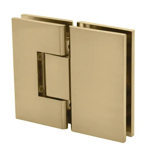 Venice Series 180 Degree Adjustable Glass-to-Glass Hinge for 3/8" to 1/2" Glass - Satin Brass