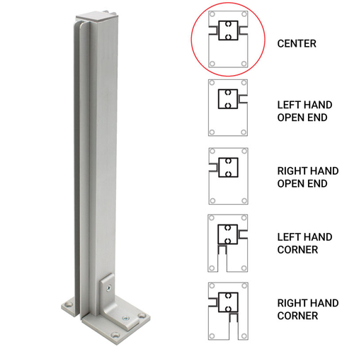 18" Center Heavy Duty Partition Post - Satin Anodized