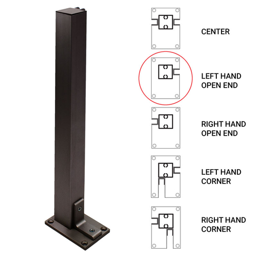 18" Heavy Duty Partition Post - Left End - Dark Black/Bronze Anodized