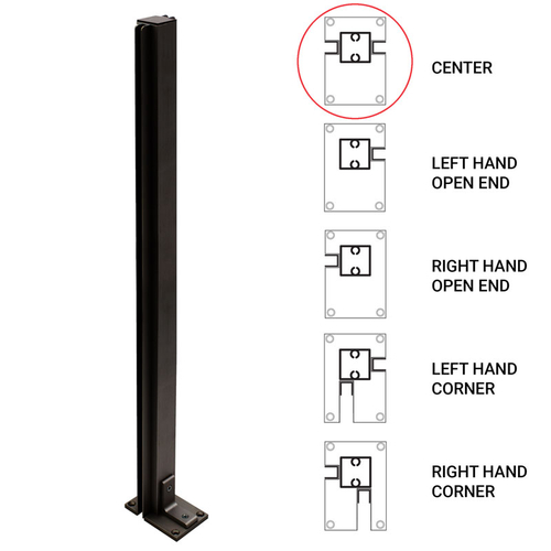 36" Center Heavy Duty Partition Post - Dark Black/Bronze Anodized