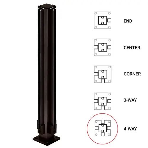 18" 4-Way 1" Air Space Partition Post - Dark Black/Bronze Anodized