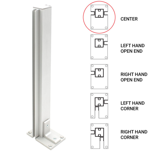 18" Center Heavy Duty Partition Post - Brite Anodized