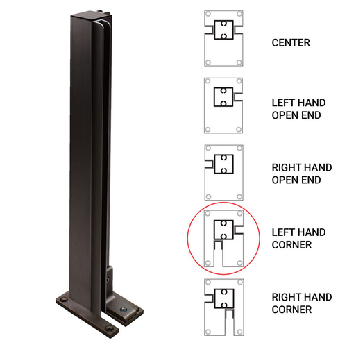 18" Heavy Duty Partition Post - Left Corner - Dark Black/Bronze Anodized