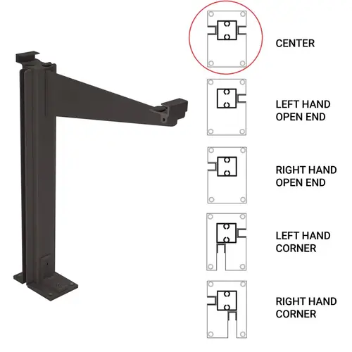 Custom 995 Partition Post Center with Top Shelf Bracket for 1/4" and 3/16" Glass - Dark Black/Bronze Anodized