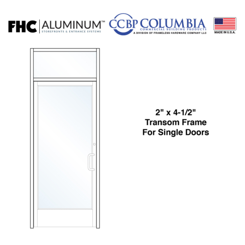 2" x 4-1/2" Standard 126"H Transom Frame for Single LHR/RH Doors Prepped for Offset Pivot & Lock - Threshold Included - Bronze Anodized