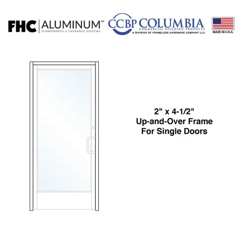 2" x 4-1/2" Up and Over Frame for Single Doors with No Hinge Prep and an Overhead Stop - No Threshold - Custom Powder Coat - Custom Size / Hardware Prep