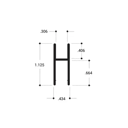 Aluminum H-Bar Extrusion3/16"-1/4" Glass - Brite Anodized  24" Length