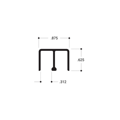 Double Top Track for 1/4" Panels Brite Anodized  18" Length