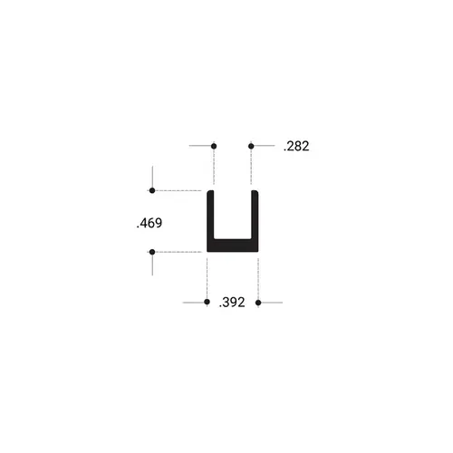 Glass Channel 3/16"-1/4" GlassExtrusion - Brite Anodized  84" Length - pack of 5