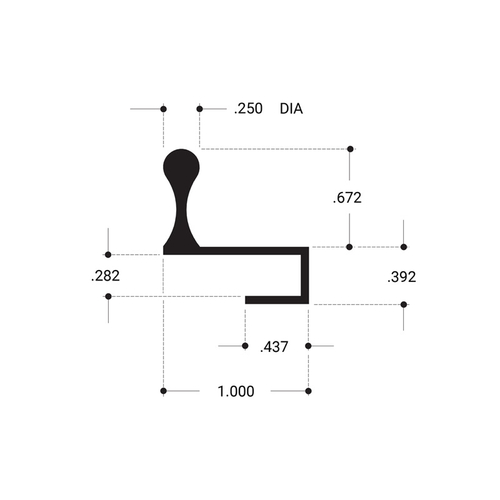 7/16" Finger Pull Extrusion1/4" Glass - Dark Black/Bronze Anodized  72" Length - pack of 25