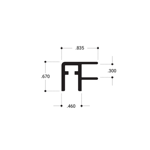 Front Top Rail Showcase Extrusion Brite Anodized 144" Length