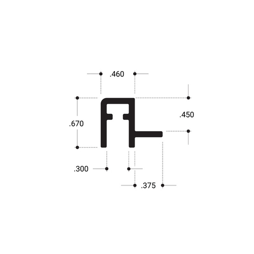 Showcase Top Rail with Lip Aluminum Extrusion - Brite Anodized  36" Stock Length - pack of 4