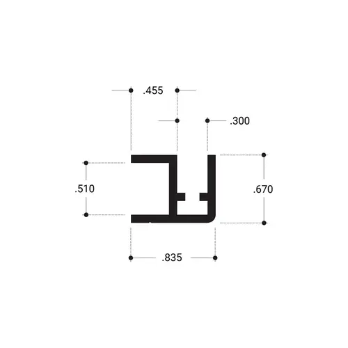 Aluminum Base Rail Extrusion Dark Black/Bronze Anodized 144" Length