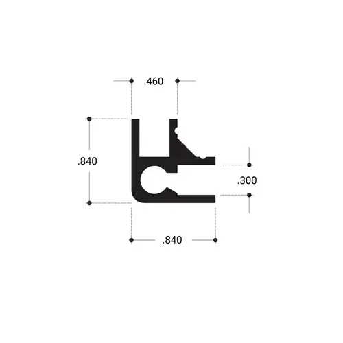 Aluminum 90 Degree Upright Extrusion Brite Anodized  48" Stock Length - pack of 3