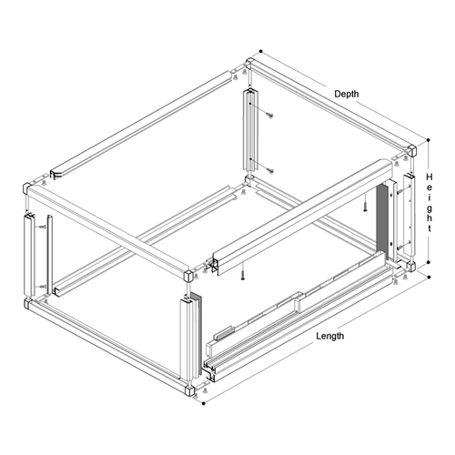 Clover Showcase 7030 Series Frame with Sliding Door - Satin Anodized