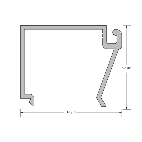 Aluminum 2" x 4-1/2" Sample Center Glaze Snap- On Glass Stop for 1" Glass - Clear Anodized