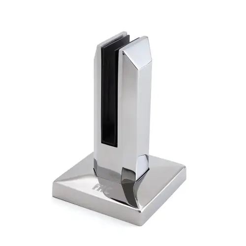 Frameless Fence Clamps - Square Surface Mount 3/8" - 9/16" Glass - Polished Stainless