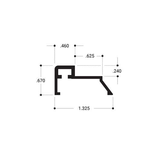 Aluminum Rear-Top Rail Extrusion Brite Anodized 144" Length