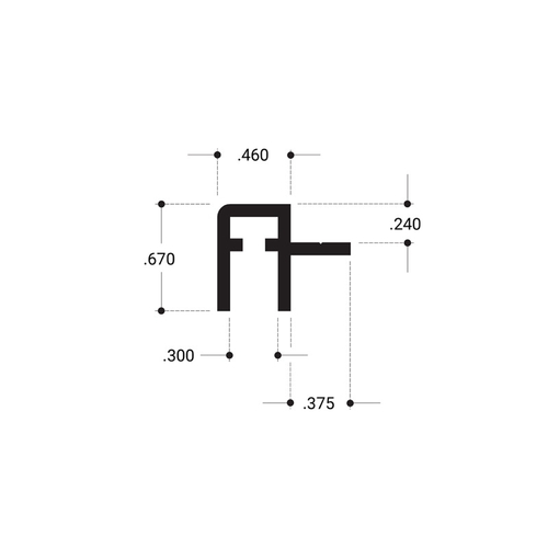 Aluminum Front Top Rail Extrusion for Clover Showcase Brite Anodized 144" Length