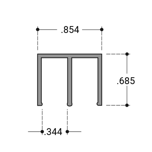 Upper Track For 1/4" Sliding Glass Panels- Black  60" Length - pack of 10