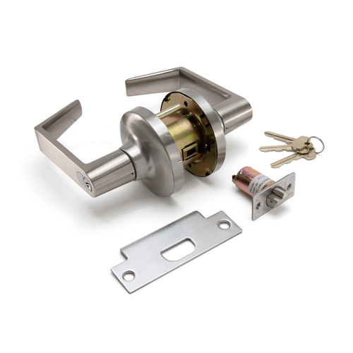 Heavy-Duty Lever Locksets Entrance 7-Pin SFIC - Brushed Nickel