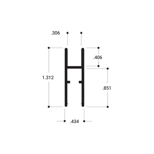 Aluminum H-Bar Extrusion3/16"-1/4" Glass - Dark Black/Bronze Anodized 144" Length