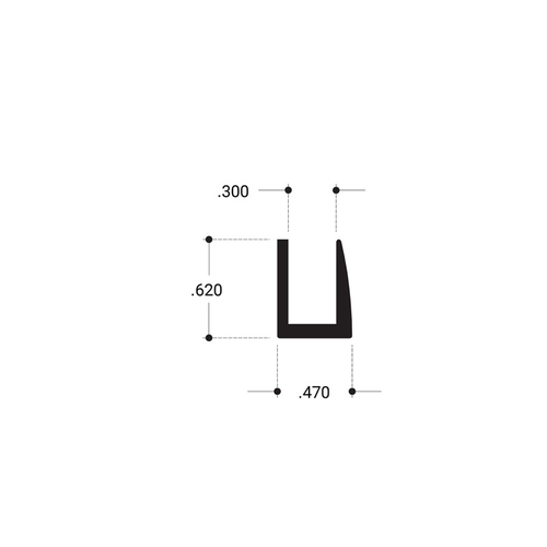 Frame Channel 1/4"Showcase Extrusion - Brite Anodized  23" Length - pack of 10