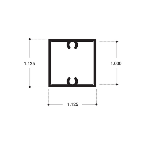 1-1/8" Square Partition PostExtrusion - Dark Black/Bronze Anodized  48" Stock Length - pack of 3