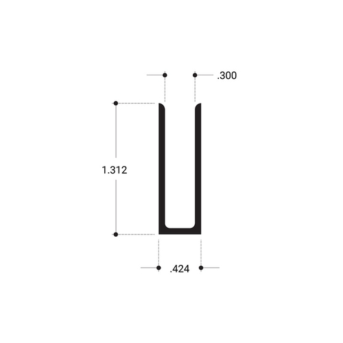 Aluminum 1/4" U-ChannelAluminum Extrusion - Dark Black/Bronze Anodized  72" Length - pack of 5