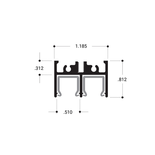 Aluminum Upper Track Extrusion for Clover Showcase Brite Anodized 144" Length