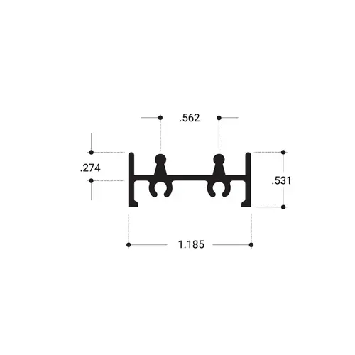 Aluminum Bottom Door Track Extrusion Brite Anodized 144" Length