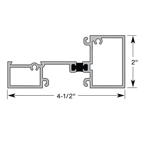 Aluminum 2" x 4-1/2" Thermal Center Glazed Horizontal 289" Long - Clear Anodized