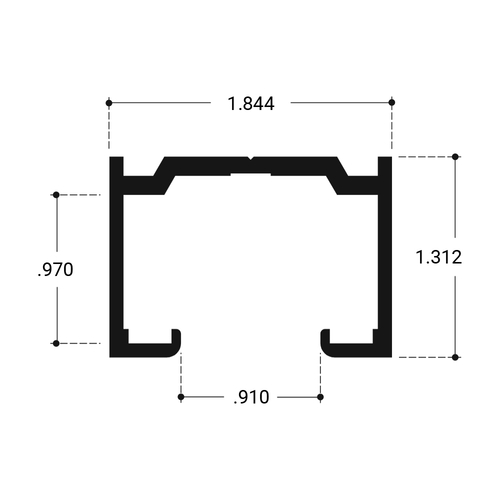 Pass-Thru Window Top Track- Dark Black/Bronze Anodized 144" Length