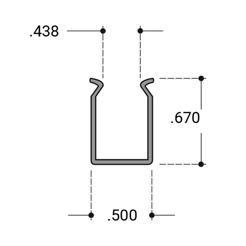 Gray Plastic Showcase Extrusion  36" Stock Length - pack of 4