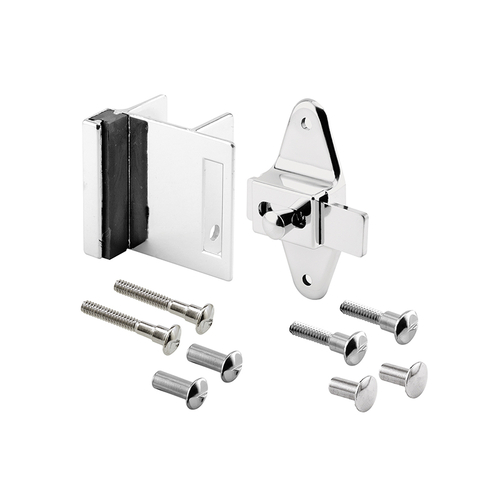 Door Latch Set - 1-1/4" - Pilaster - Zamak - Chrome Finish - Inswing - Square Corners (Single Pack)