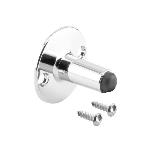 Door Stop - 2" Projection - Zamak (Cast Construction) - Chrome Plated Finish (Single Pack)